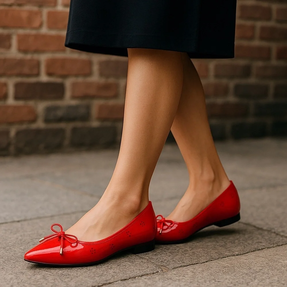 Cato | Wide Width Cutout Patent Bow Flats Size 9W